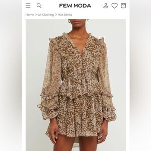 Brown Patterned Women's Dress OPT